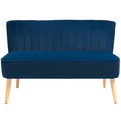 HOMCOM Modern Double Seat Sofa Foam Padding High Back Soft Comfortable Compact Couch Home Office Dark Blue Additional View 13