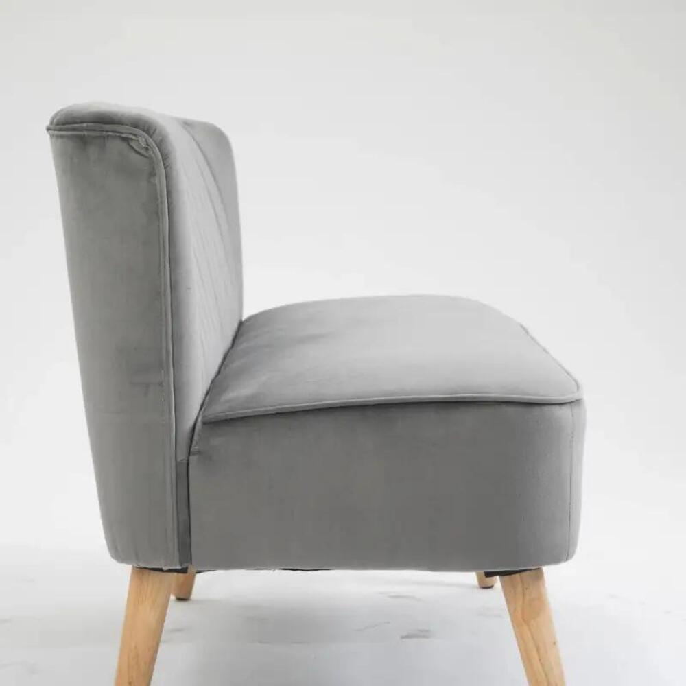HOMCOM Modern Velvet Double Seat Sofa w/ Wood Frame Foam Padding Soft Comfortable Compact Couch Light Grey Additional View 11