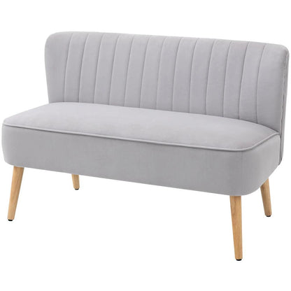 HOMCOM Modern Velvet Double Seat Sofa w/ Wood Frame Foam Padding Soft Comfortable Compact Couch Light Grey Additional View 14