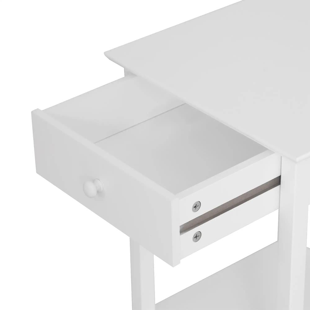 HOMCOM White Bedside Table, Wooden Side Table, Nightstand, Bedside Cabinet with Drawer and Storage Shelf for Bedroom and Living Room Additional View 7