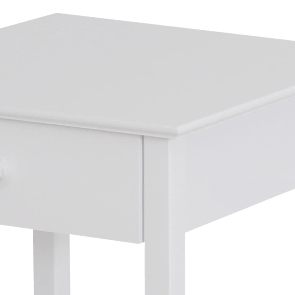 HOMCOM White Bedside Table, Wooden Side Table, Nightstand, Bedside Cabinet with Drawer and Storage Shelf for Bedroom and Living Room Additional View 8