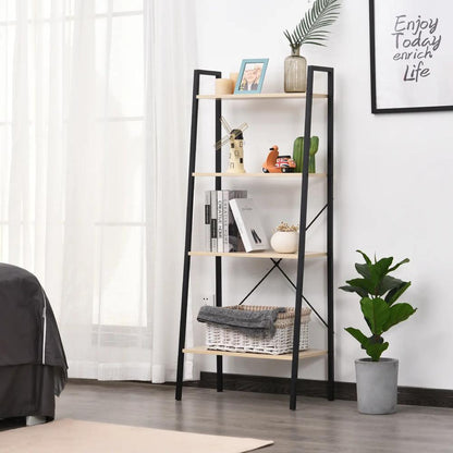 HOMCOM Ladder Shelf, Bookshelf, 4-Tier Industrial Storage Rack for Living Room, Bedroom, Kitchen Additional View 12
