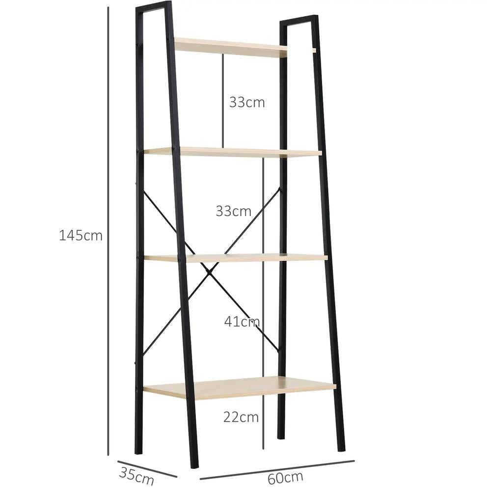 HOMCOM Ladder Shelf, Bookshelf, 4-Tier Industrial Storage Rack for Living Room, Bedroom, Kitchen Additional View 13