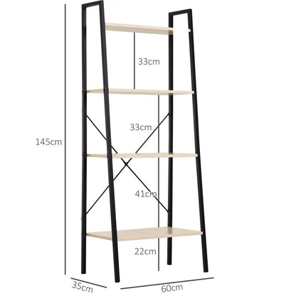 HOMCOM Ladder Shelf, Bookshelf, 4-Tier Industrial Storage Rack for Living Room, Bedroom, Kitchen Additional View 13