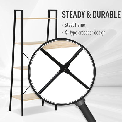 HOMCOM Ladder Shelf, Bookshelf, 4-Tier Industrial Storage Rack for Living Room, Bedroom, Kitchen Additional View 15
