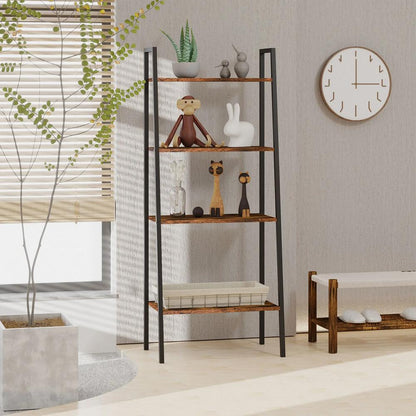 HOMCOM Ladder Shelf, Bookshelf, 4-Tier Industrial Storage Rack for Living Room, Bedroom, Kitchen Additional View 7