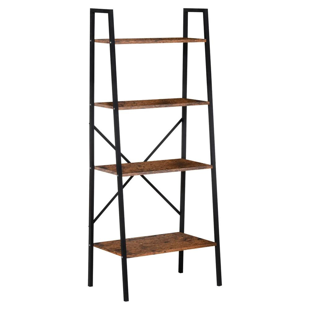 HOMCOM Ladder Shelf, Bookshelf, 4-Tier Industrial Storage Rack for Living Room, Bedroom, Kitchen Additional View 10