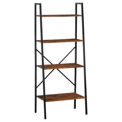 HOMCOM Ladder Shelf, Bookshelf, 4-Tier Industrial Storage Rack for Living Room, Bedroom, Kitchen