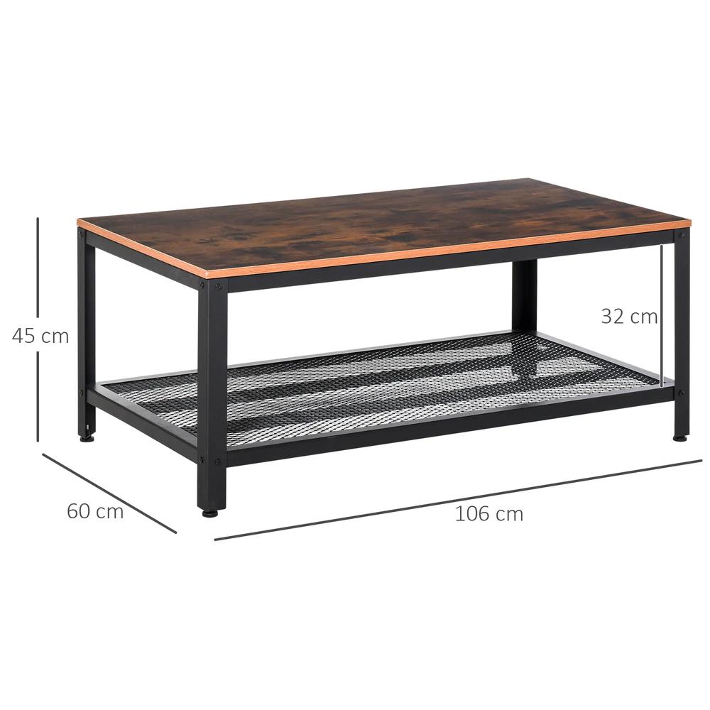HOMCOM Coffee Table Industrial Side Table Living Room Table with Storage Shelf and Metal Frame for Home Office, 106L x 60W x 45Hcm Additional View 3