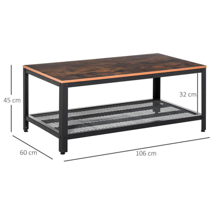 HOMCOM Coffee Table Industrial Side Table Living Room Table with Storage Shelf and Metal Frame for Home Office, 106L x 60W x 45Hcm Additional View 3