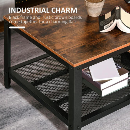 HOMCOM Coffee Table Industrial Side Table Living Room Table with Storage Shelf and Metal Frame for Home Office, 106L x 60W x 45Hcm Additional View 4