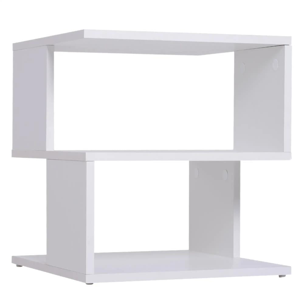 HOMCOM Side Table, Square Coffee Table, Modern End Table with 2 Tier Storage Shelves for Living Room, Bedroom, White Additional View 11
