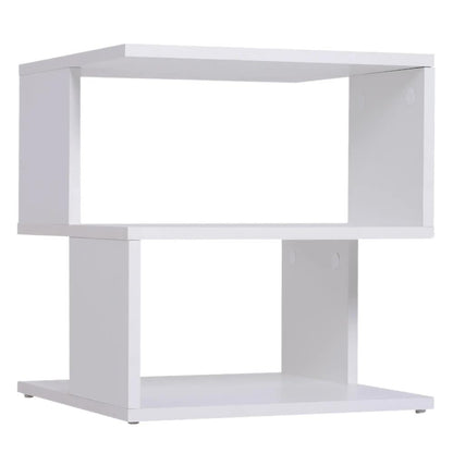 HOMCOM Side Table, Square Coffee Table, Modern End Table with 2 Tier Storage Shelves for Living Room, Bedroom, White Additional View 11