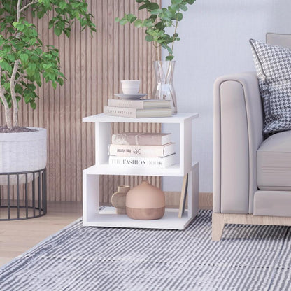 HOMCOM Side Table, Square Coffee Table, Modern End Table with 2 Tier Storage Shelves for Living Room, Bedroom, White Additional View 2