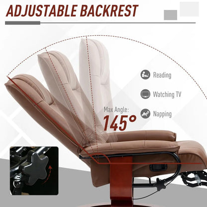 HOMCOM Faux Leather Armchair, with 145&deg; Reclining Back and Footrest - Brown Additional View 4