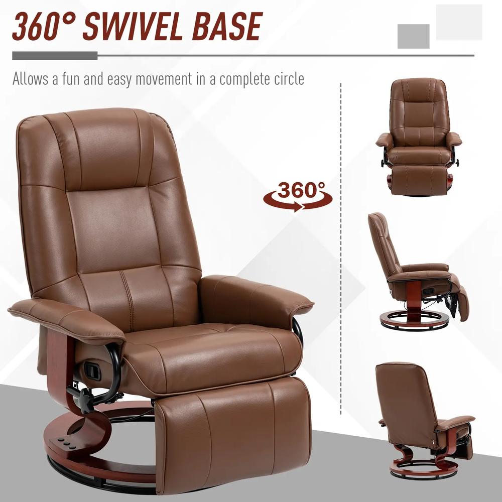 HOMCOM Faux Leather Armchair, with 145&deg; Reclining Back and Footrest - Brown Additional View 5