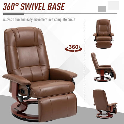 HOMCOM Faux Leather Armchair, with 145&deg; Reclining Back and Footrest - Brown Additional View 5