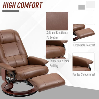 HOMCOM Faux Leather Armchair, with 145&deg; Reclining Back and Footrest - Brown Additional View 6