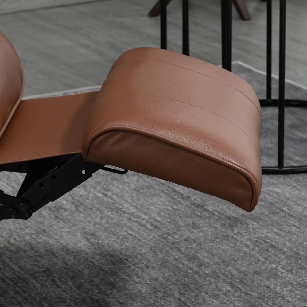 HOMCOM Faux Leather Armchair, with 145&deg; Reclining Back and Footrest - Brown Additional View 7