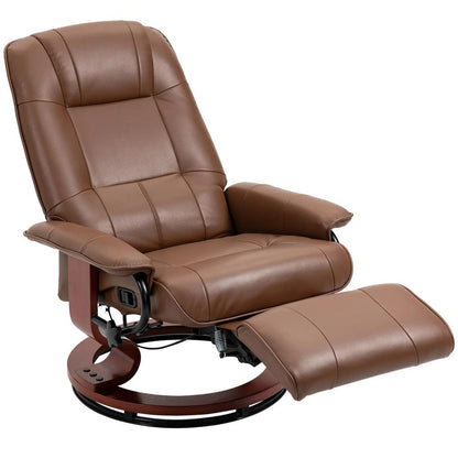 HOMCOM Faux Leather Armchair, with 145&deg; Reclining Back and Footrest - Brown