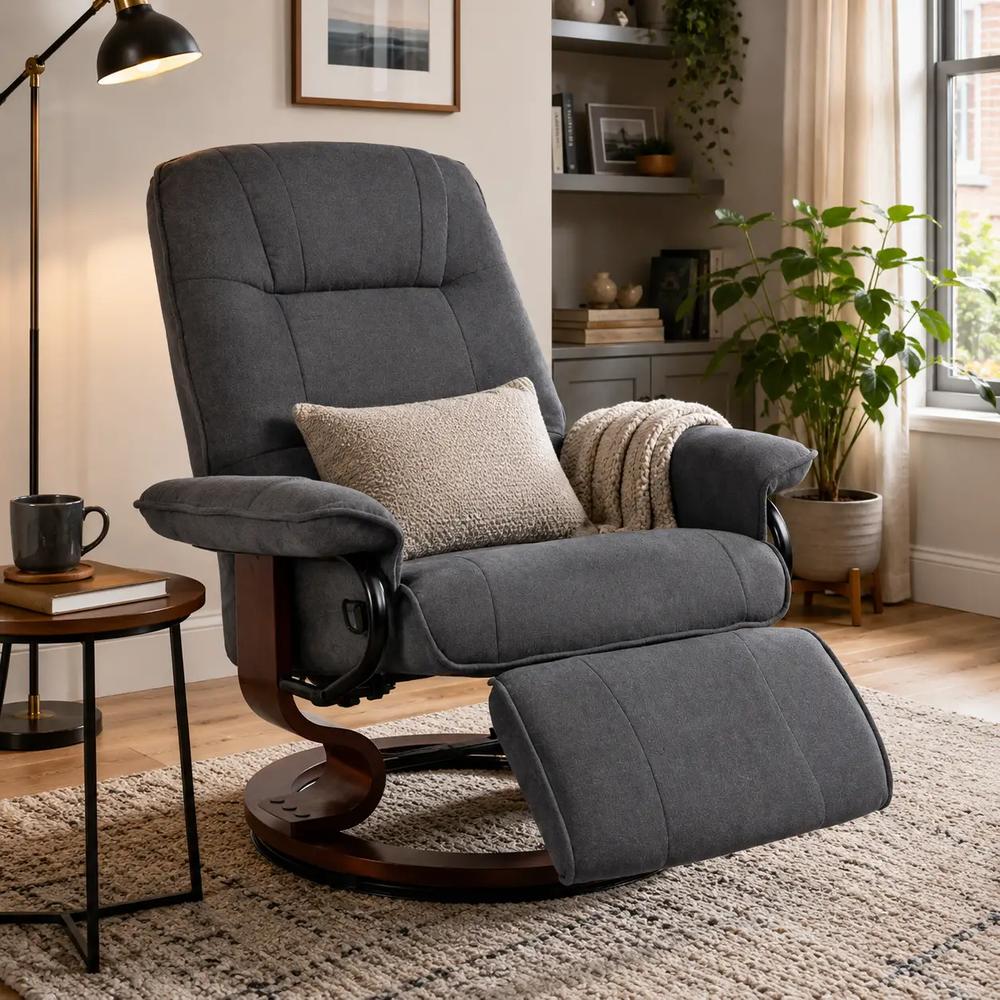 HOMCOM Reclining Swivel Chair, with Footrest 833-621V71 Additional View 25