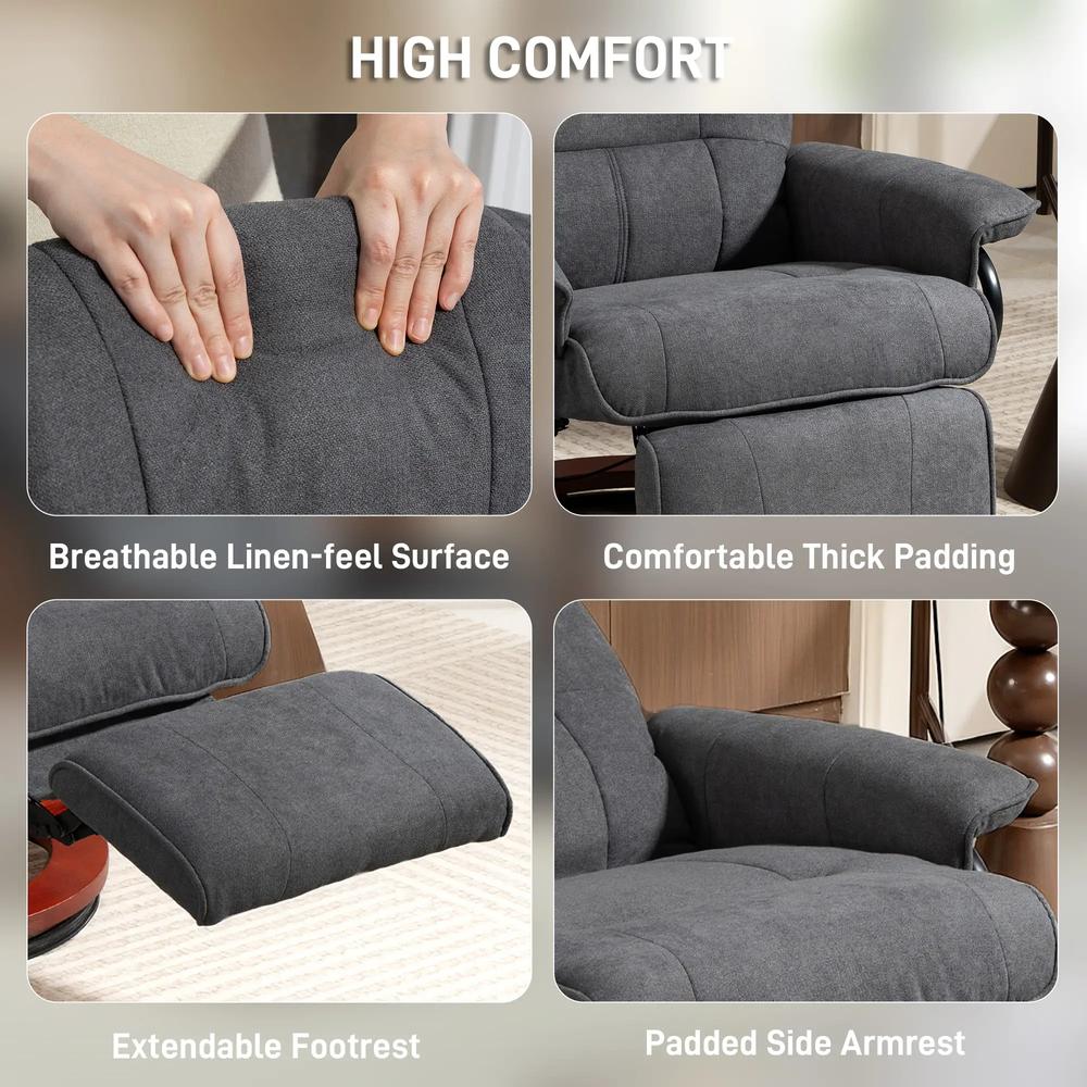 HOMCOM Reclining Swivel Chair, with Footrest 833-621V71 Additional View 30