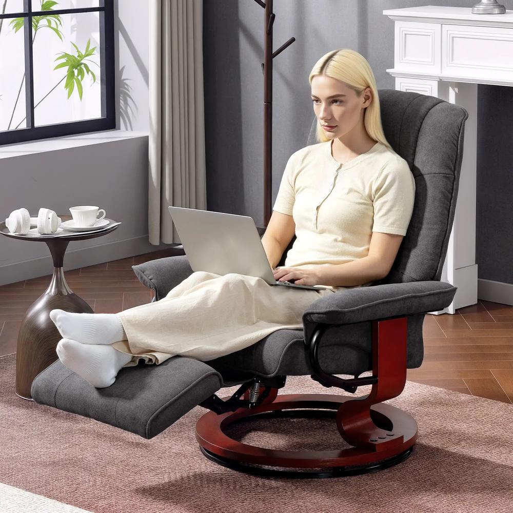 HOMCOM Reclining Swivel Chair, with Footrest 833-621V71 Additional View 38