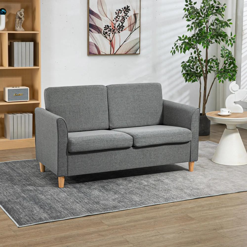 HOMCOM Compact Loveseat Sofa, Modern 2 Seater Sofa for Living Room with Wood Legs and Armrests Additional View 13