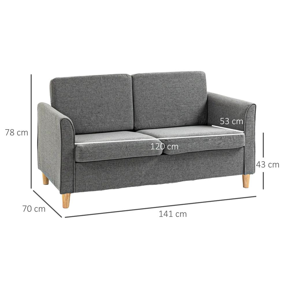 HOMCOM Compact Loveseat Sofa, Modern 2 Seater Sofa for Living Room with Wood Legs and Armrests Additional View 14