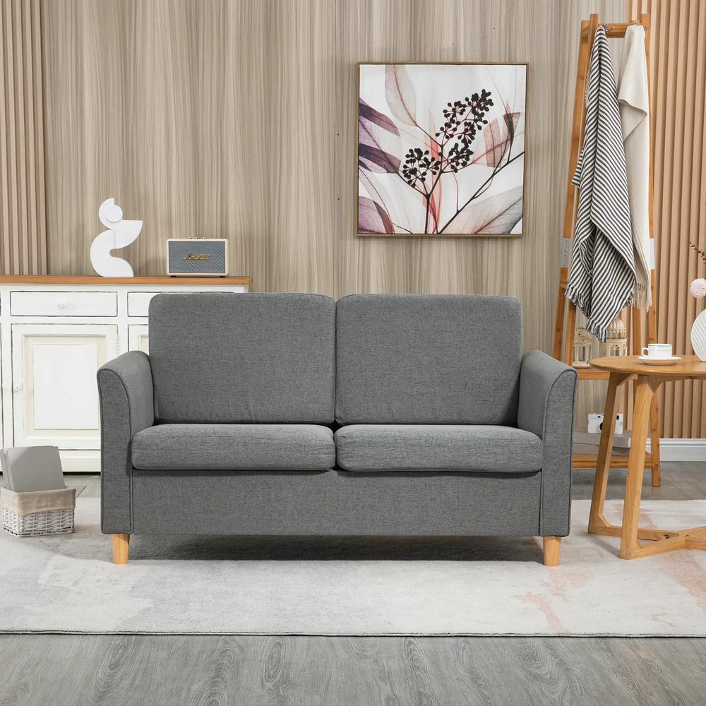 HOMCOM Compact Loveseat Sofa, Modern 2 Seater Sofa for Living Room with Wood Legs and Armrests Additional View 21