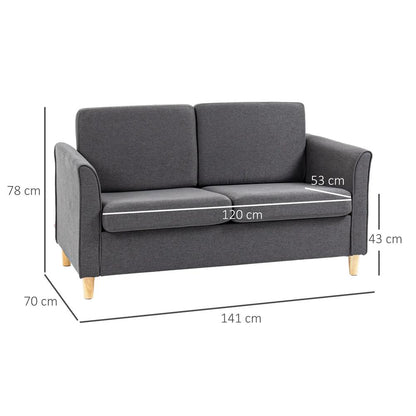 HOMCOM Compact Loveseat Sofa, Modern 2 Seater Sofa for Living Room with Wood Legs and Armrests Additional View 3