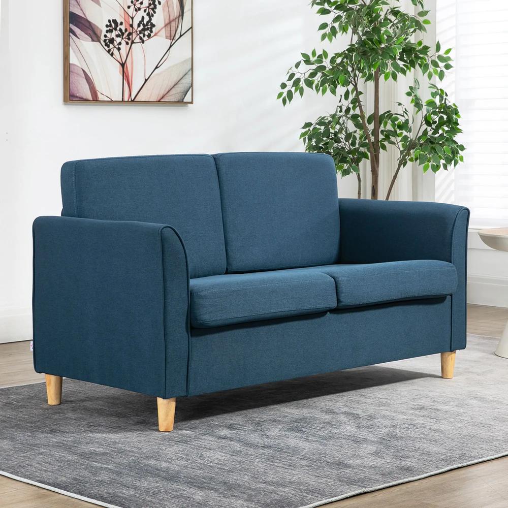 HOMCOM Compact Loveseat Sofa, Modern 2 Seater Sofa for Living Room with Wood Legs and Armrests Additional View 35
