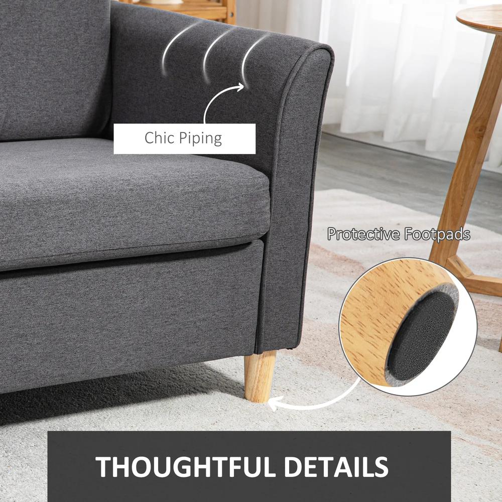 HOMCOM Compact Loveseat Sofa, Modern 2 Seater Sofa for Living Room with Wood Legs and Armrests Additional View 6
