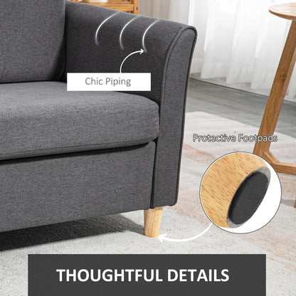 HOMCOM Compact Loveseat Sofa, Modern 2 Seater Sofa for Living Room with Wood Legs and Armrests Additional View 6