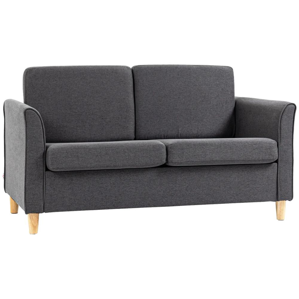 HOMCOM Compact Loveseat Sofa, Modern 2 Seater Sofa for Living Room with Wood Legs and Armrests