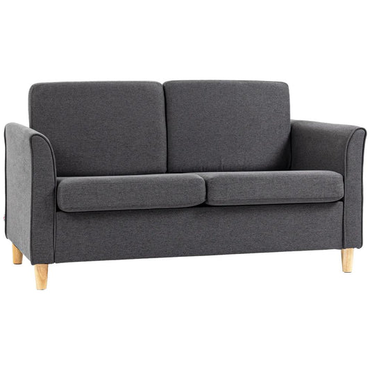 HOMCOM Compact Loveseat Sofa, Modern 2 Seater Sofa for Living Room with Wood Legs and Armrests