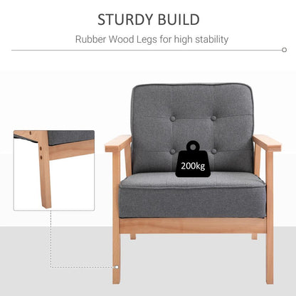 HOMCOM Minimalistic Wooden Frame Accent Chair, with Padded Seat - Dark Grey Additional View 6