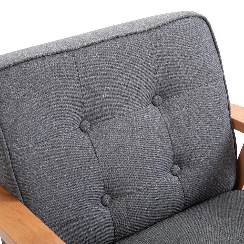 HOMCOM Minimalistic Wooden Frame Accent Chair, with Padded Seat - Dark Grey Additional View 7