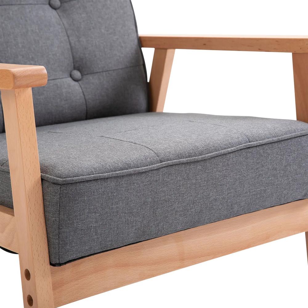 HOMCOM Minimalistic Wooden Frame Accent Chair, with Padded Seat - Dark Grey Additional View 8