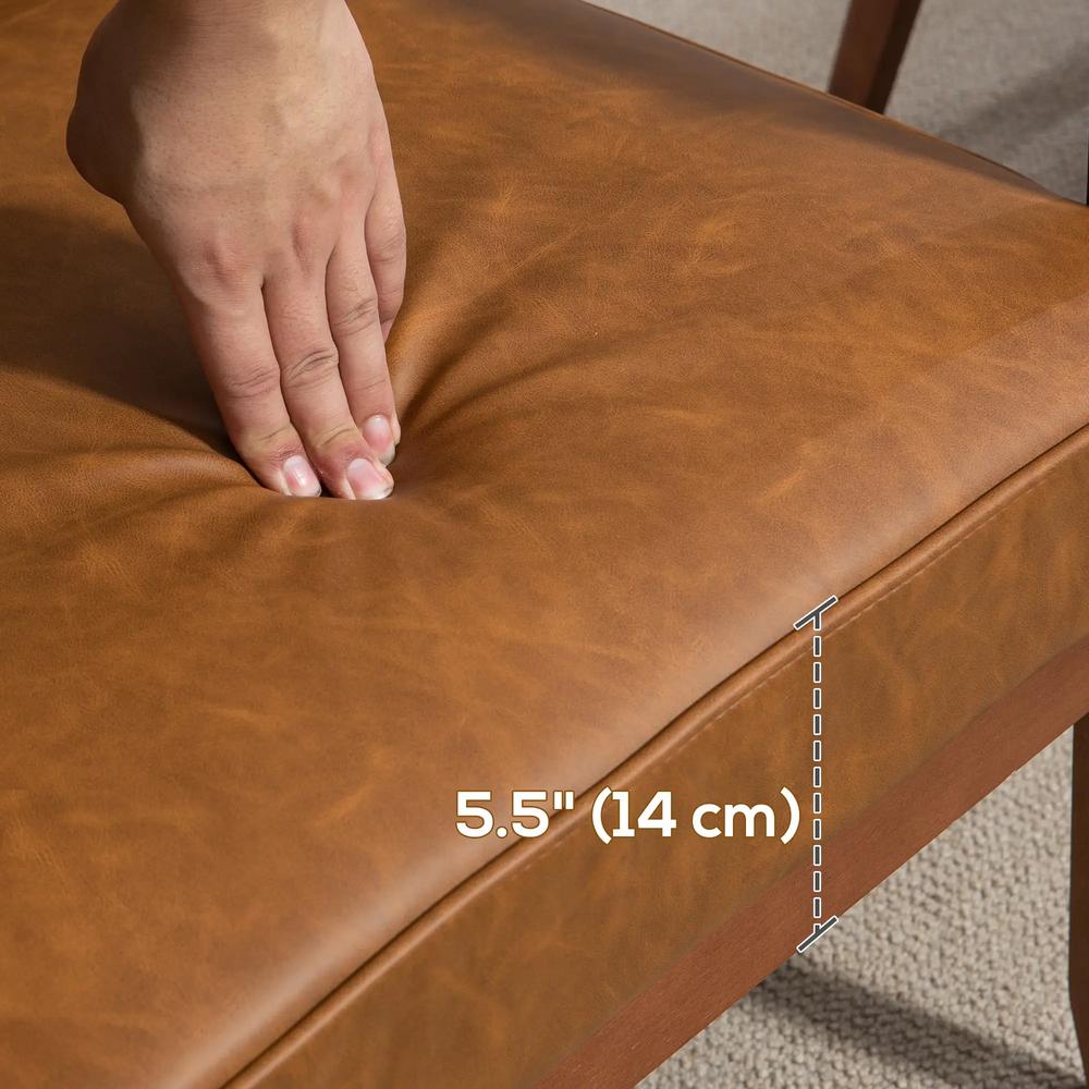 HOMCOM Retro-Style Accent Chair, with Faux Leather Seat - Brown Additional View 7