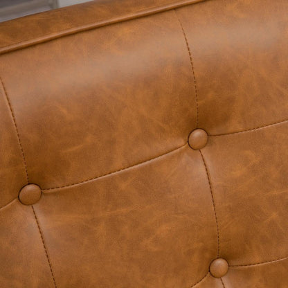 HOMCOM Retro-Style Accent Chair, with Faux Leather Seat - Brown Additional View 8