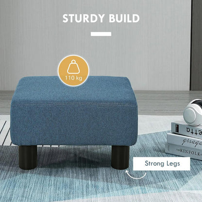 HOMCOM Linen Fabric Footstool Ottoman Cube with 4 Plastic Legs Additional View 16