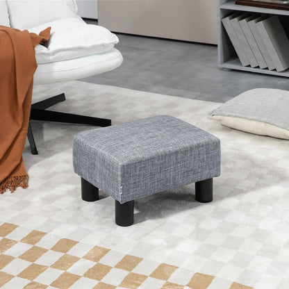 HOMCOM Linen Fabric Footstool Ottoman Cube with 4 Plastic Legs Additional View 2