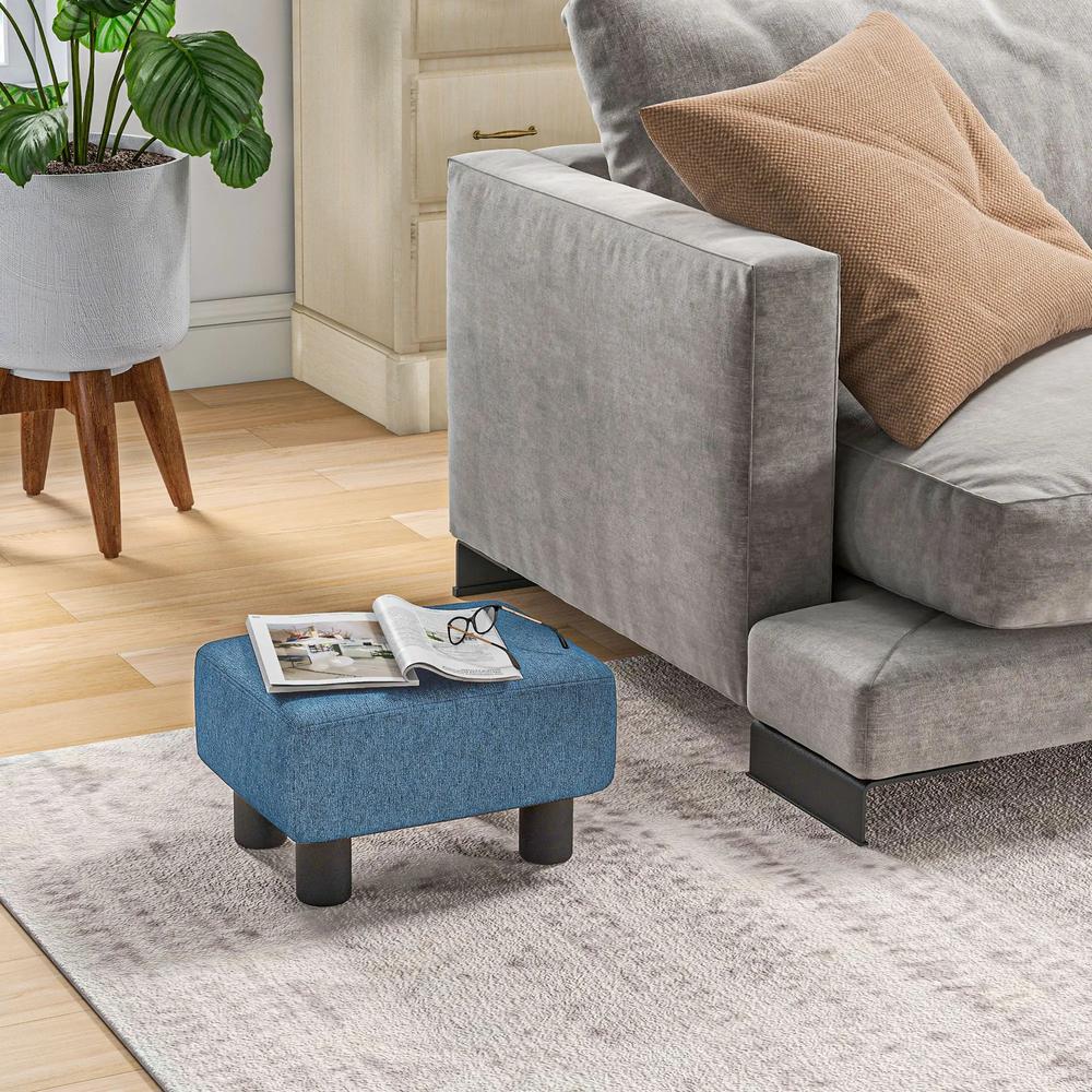 HOMCOM Linen Fabric Footstool Ottoman Cube with 4 Plastic Legs Additional View 21