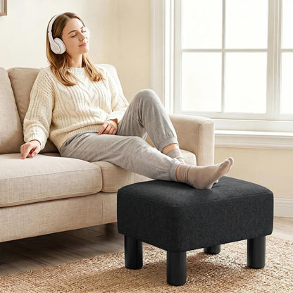 HOMCOM Linen Fabric Footstool Ottoman Cube with 4 Plastic Legs Additional View 24