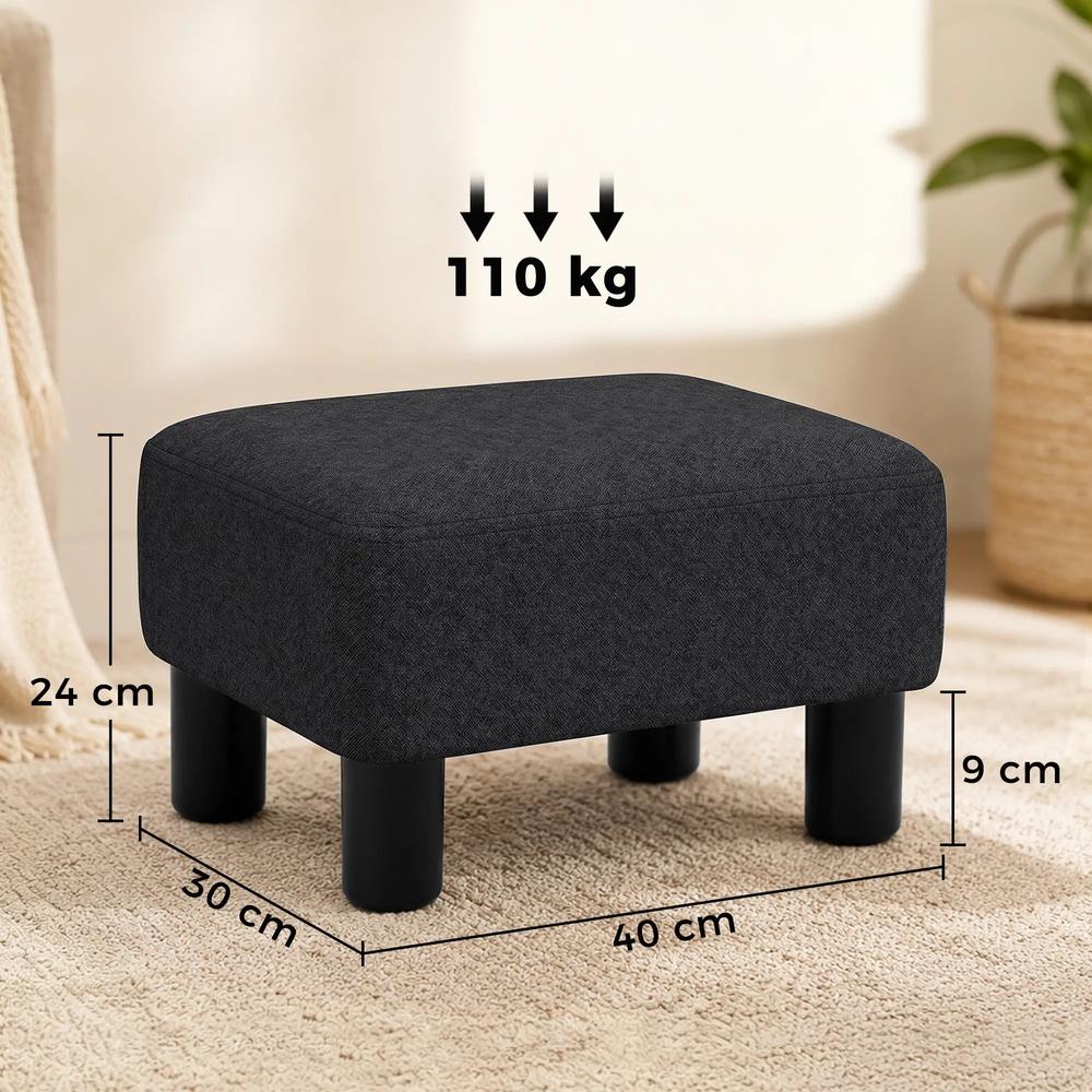 HOMCOM Linen Fabric Footstool Ottoman Cube with 4 Plastic Legs Additional View 25