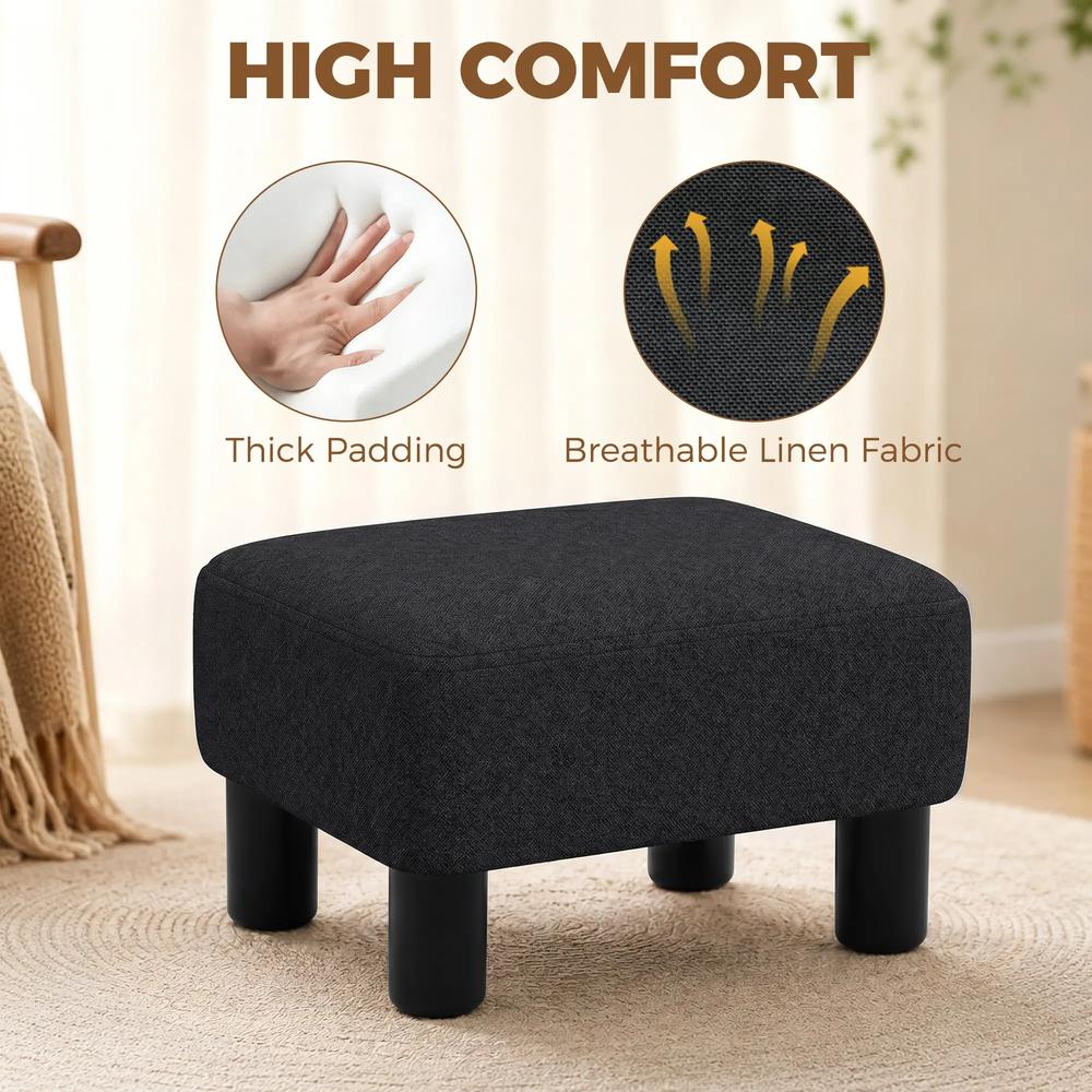 HOMCOM Linen Fabric Footstool Ottoman Cube with 4 Plastic Legs Additional View 26