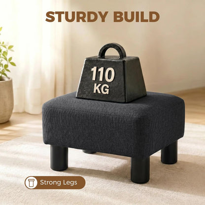 HOMCOM Linen Fabric Footstool Ottoman Cube with 4 Plastic Legs Additional View 27