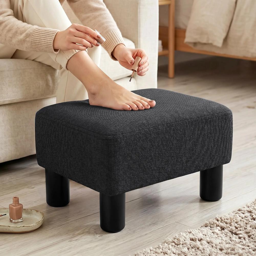HOMCOM Linen Fabric Footstool Ottoman Cube with 4 Plastic Legs Additional View 29
