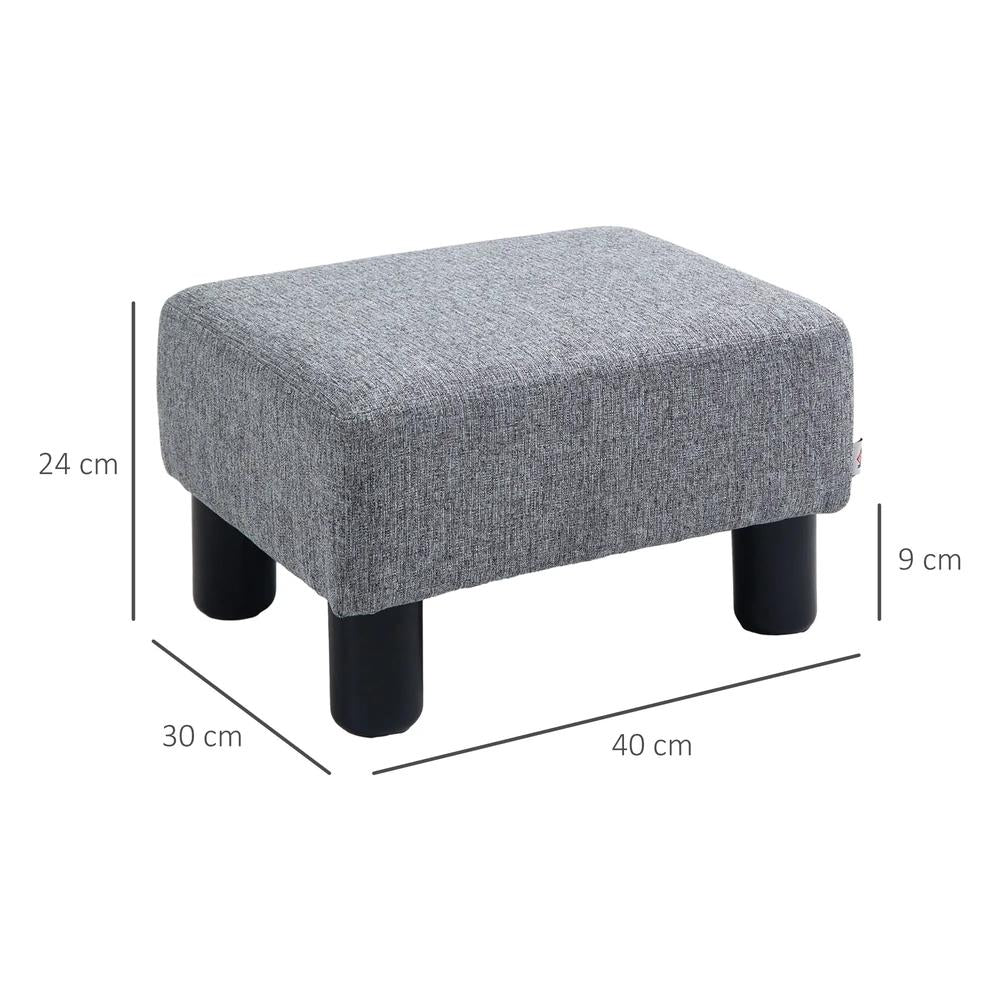 HOMCOM Linen Fabric Footstool Ottoman Cube with 4 Plastic Legs Additional View 3